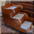 F63. Victorian library or bed steps with storage.  Needlepoint treads. 